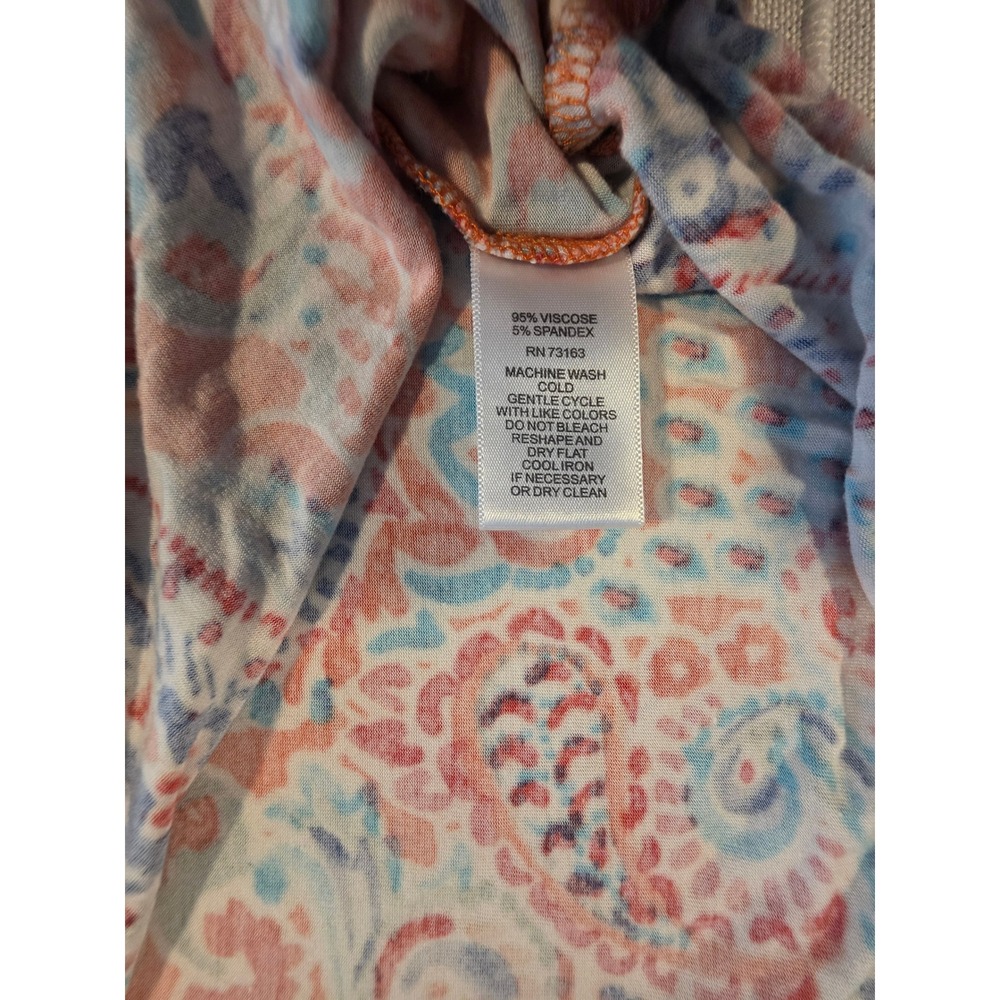 Cable & Gauge Orange Blue Paisley Flutter Sleeve Top XL - Picture 3 of 6